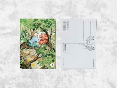 Почтовая открытка «Весёлые бабушки пьют вино на дереве»