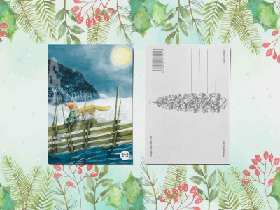 Почтовая открытка «Гномик и лиса»