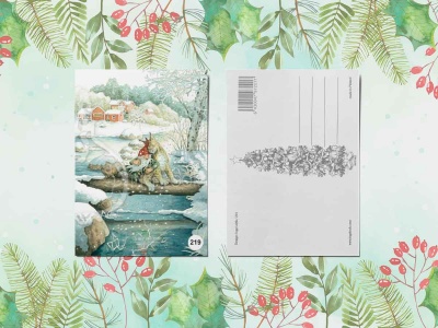 Почтовая открытка «Гномик и рысь»