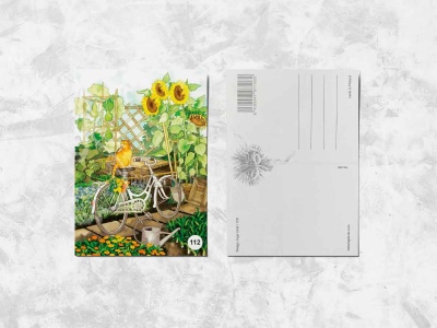 Почтовая открытка «Рыжий котик на велосипеде»