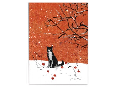 Почтовая открытка Собака в яблоках