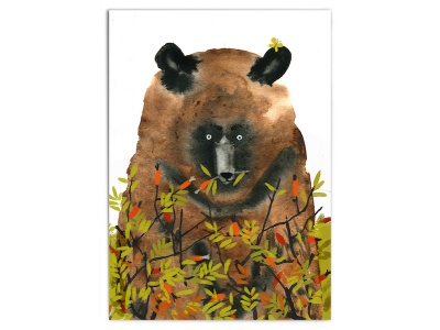 Почтовая открытка Мишка лакомится