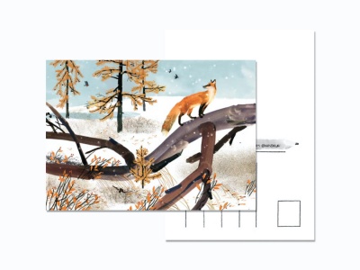 Почтовая открытка Лиса на охоте