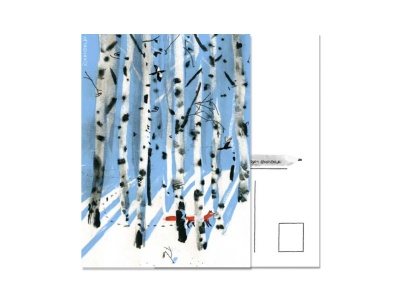 Почтовая открытка Лиса в березовой роще