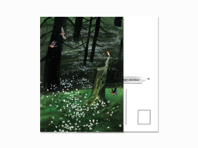 Почтовая открытка Птицы в лесу