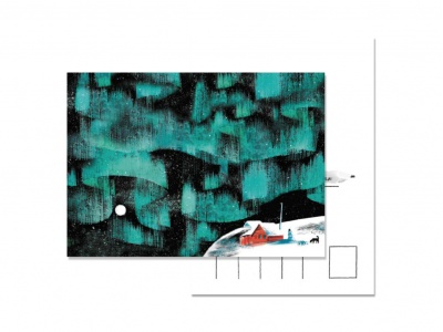 Почтовая открытка Северное сияние