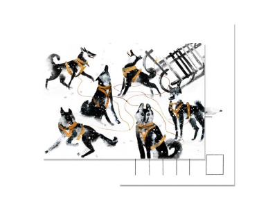 Почтовая открытка Собачья упряжка