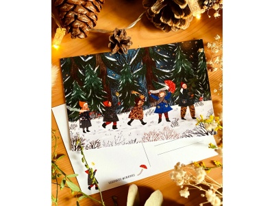 Почтовая открытка «Прогулка по зимнему лесу», Елена Пирус