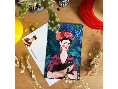 Почтовая открытка «Фрида и кот», Елена Пирус