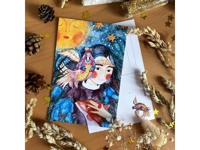 Почтовая открытка «Птица Сирин», Елена Пирус