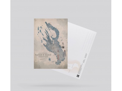 Почтовая открытка «Карта маяков Онежского озера»