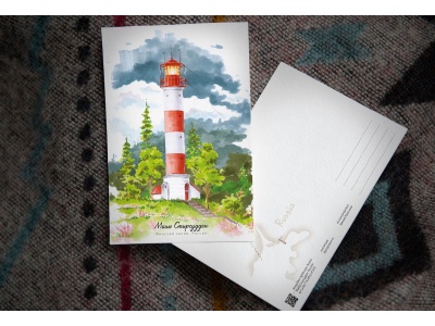 Почтовая открытка «маяк Стирсудден» (Финский залив. Россия)