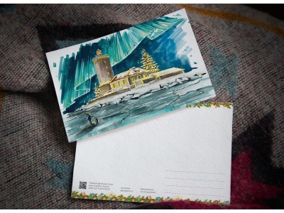 Почтовая открытка «маяк Толбухин» (зимний) (Финский залив. Россия)