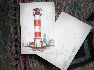 Почтовая открытка «маяк Стирсудден» (Финский залив. Россия)