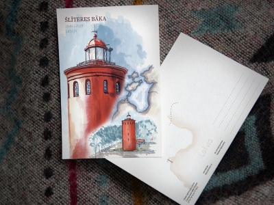 Почтовая открытка «маяк Шлитере» (Рижский залив. Латвия)