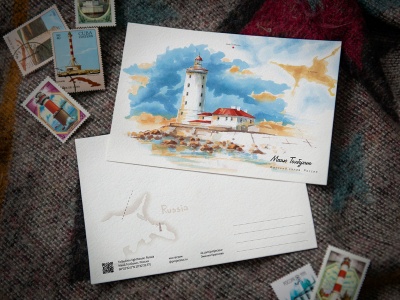 Почтовая открытка «маяк Толбухин» (Финский залив. Россия)
