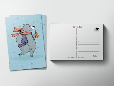 Почтовая открытка «Медведь в шарфе»