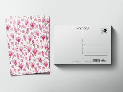 Почтовая открытка «паттерн розовые полевые цветы»