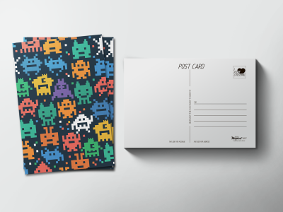 Почтовая открытка «Пиксели роботы»