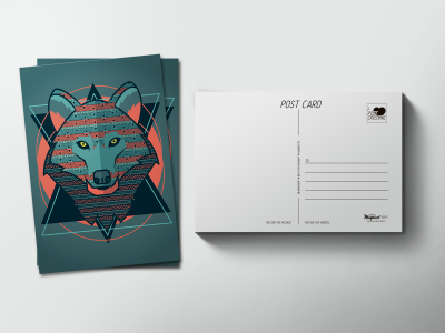 Почтовая открытка «Волк орнамент»