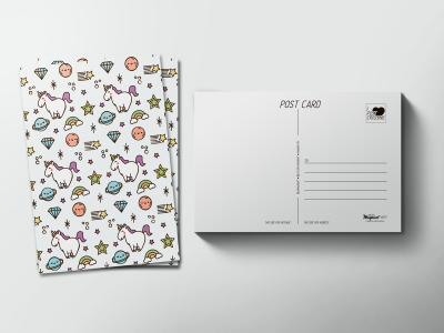 Почтовая открытка «Паттерн единорог»
