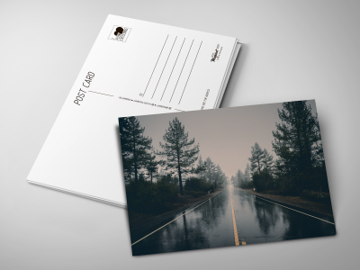 Почтовая открытка «Дождливая дорога»