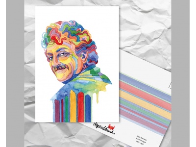 Почтовая открытка из серии «Писатели и поэты: Воннегут К.»