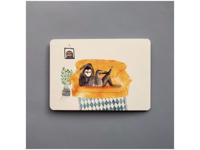 Почтовая открытка «Ленивиц на диване»