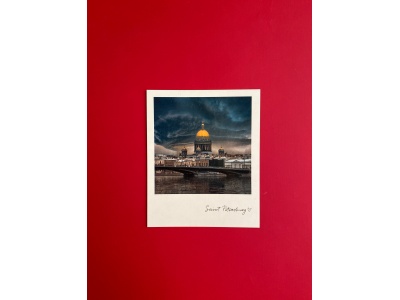 Открытка полароид «Исаакиевский собор, дождь» фото