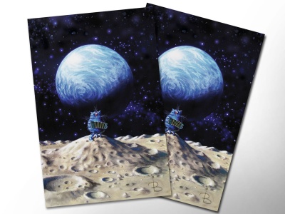 Почтовая открытка «Одиночество», синие коты, Ирина Зенюк