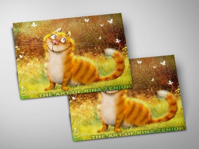 Почтовая открытка «Сияние», синие коты, Ирина Зенюк