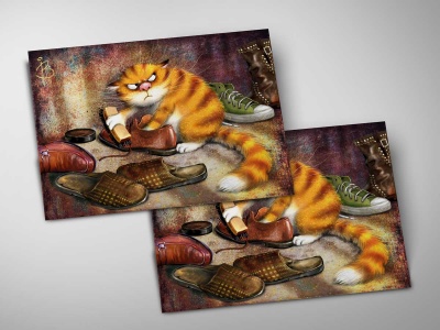 Почтовая открытка «Очищение», синие коты, Ирина Зенюк