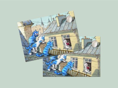 Почтовая открытка «Это Питер, детка», синие коты, Ирина Зенюк