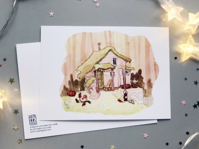 Открытка «Домик в лесу».