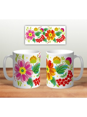 Кружка сувенирная «Цветочная роспись mug115»
