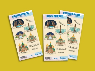 Набор стикеров «Иллюстрированный Петербург», наклейки