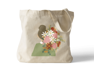 Сумка шопер «Девочка с букетом»